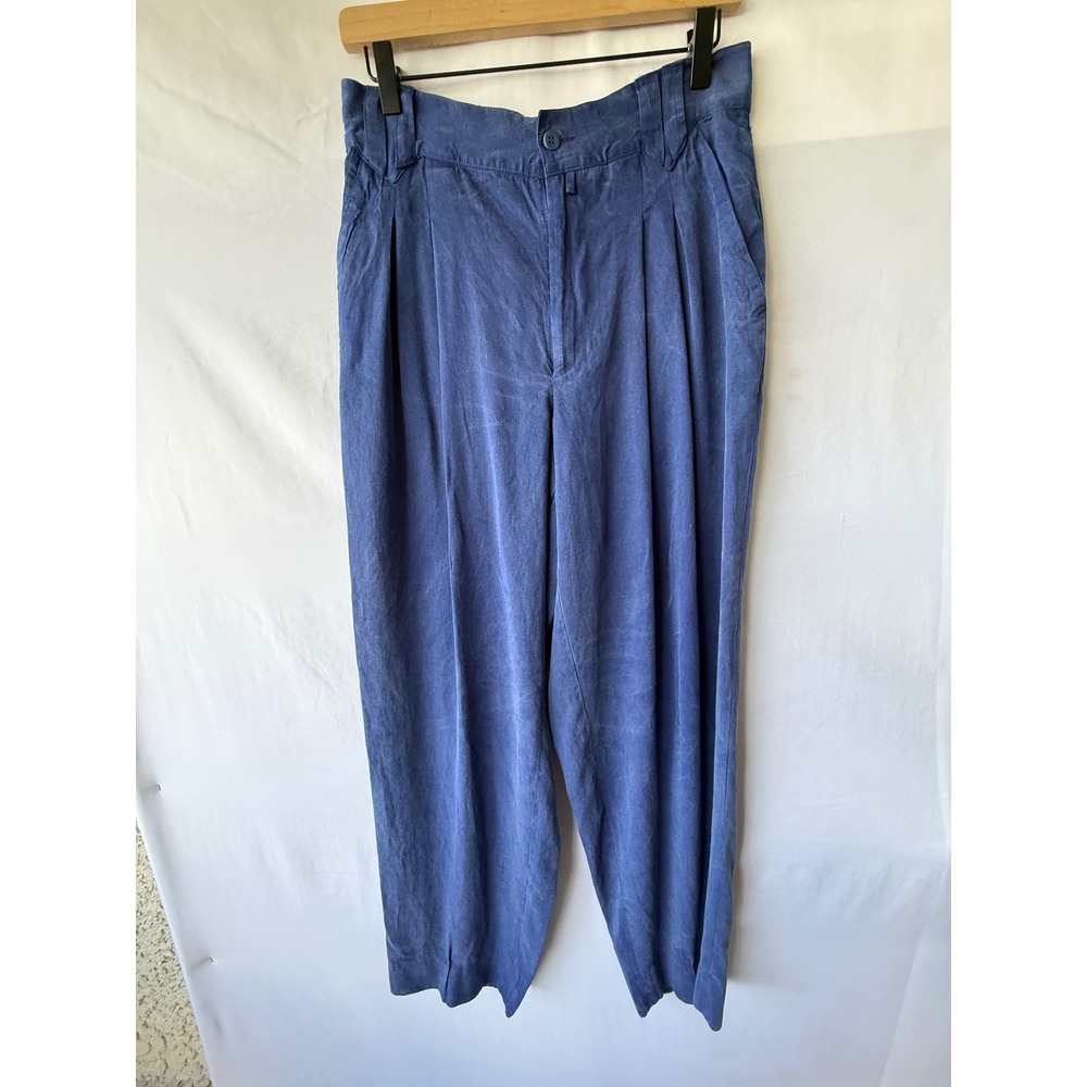 Versus Gianni Versace Blue Pleated Wide Leg Trousers Vintage Italy Size 36/50 - Picture 2 of 6